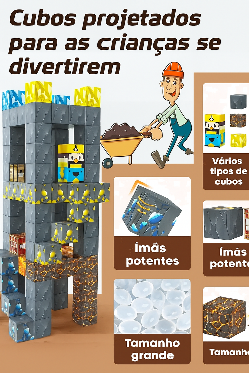 Blocos Magnéticos para construção - Criatividade, foco e pensamento longe do vício digital