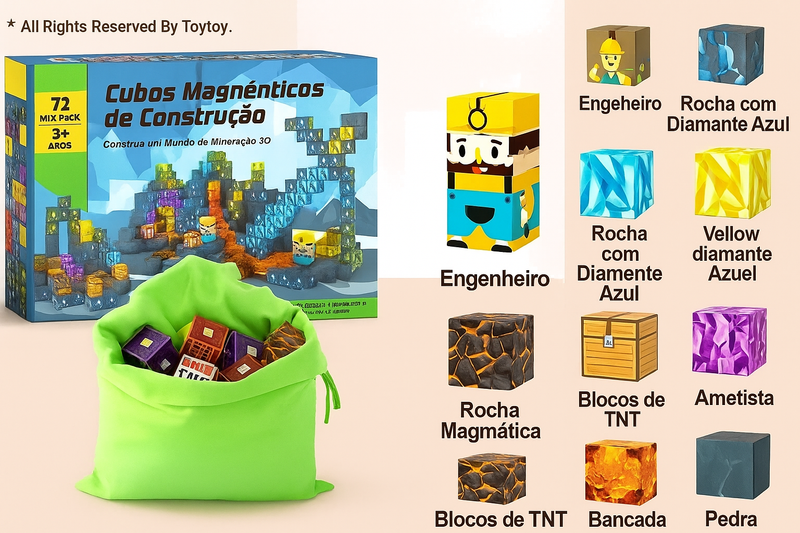 Blocos Magnéticos para construção - Criatividade, foco e pensamento longe do vício digital