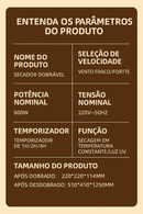 Secador de roupas Smart Dryer elétrico Balashov - Ultravioleta, portátil, compacto e inteligente 110/220V