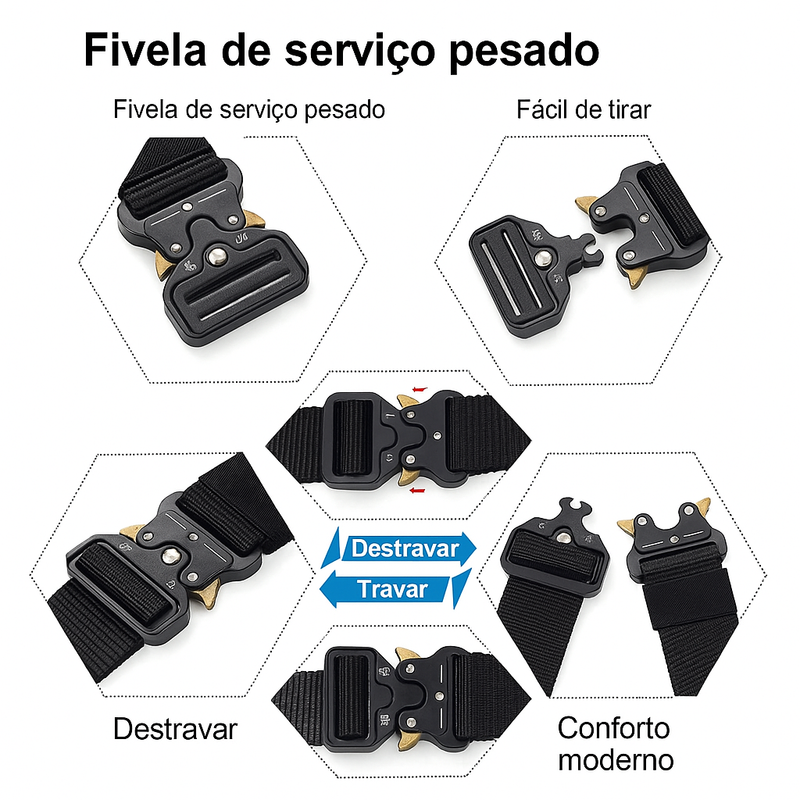 Cinto Tático ForceLock - Força, desempenho e versatilidade com visual militar