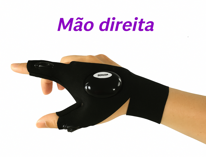 Luva meio dedo de led LuxHands - Luz com mãos livres, durabilidade e resistência à água