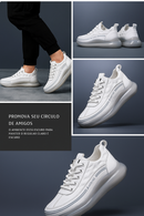 Tênis confort Carefeet em couro legítimo - Design moderno, maciez, conforto e segurança.