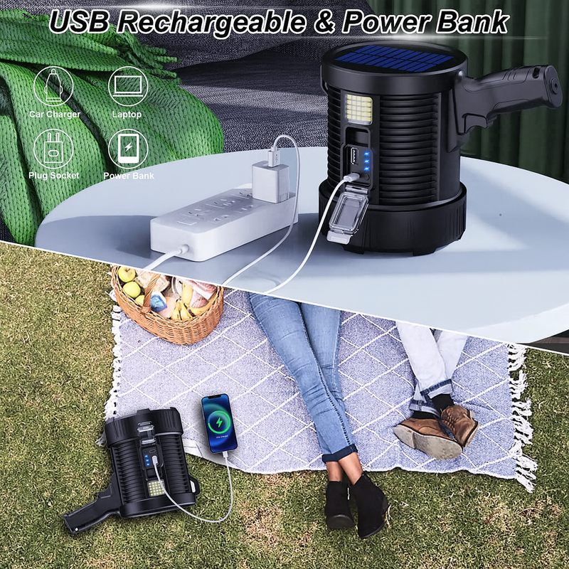 Holofote Portátil Recarregável - Super potência com durabilidade e resistente à água.