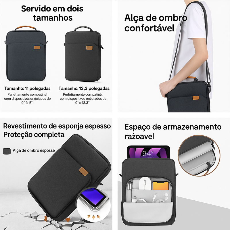 Bolsa SideBag para Tablet - Super proteção, compacta, versátil e resistente à água
