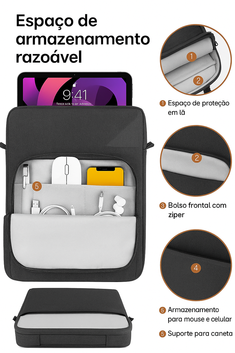Bolsa SideBag para Tablet - Super proteção, compacta, versátil e resistente à água