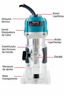 Tupia Elétrica TrimLine - 800W - 30000RPM , Corta, entalha, molda e refina.