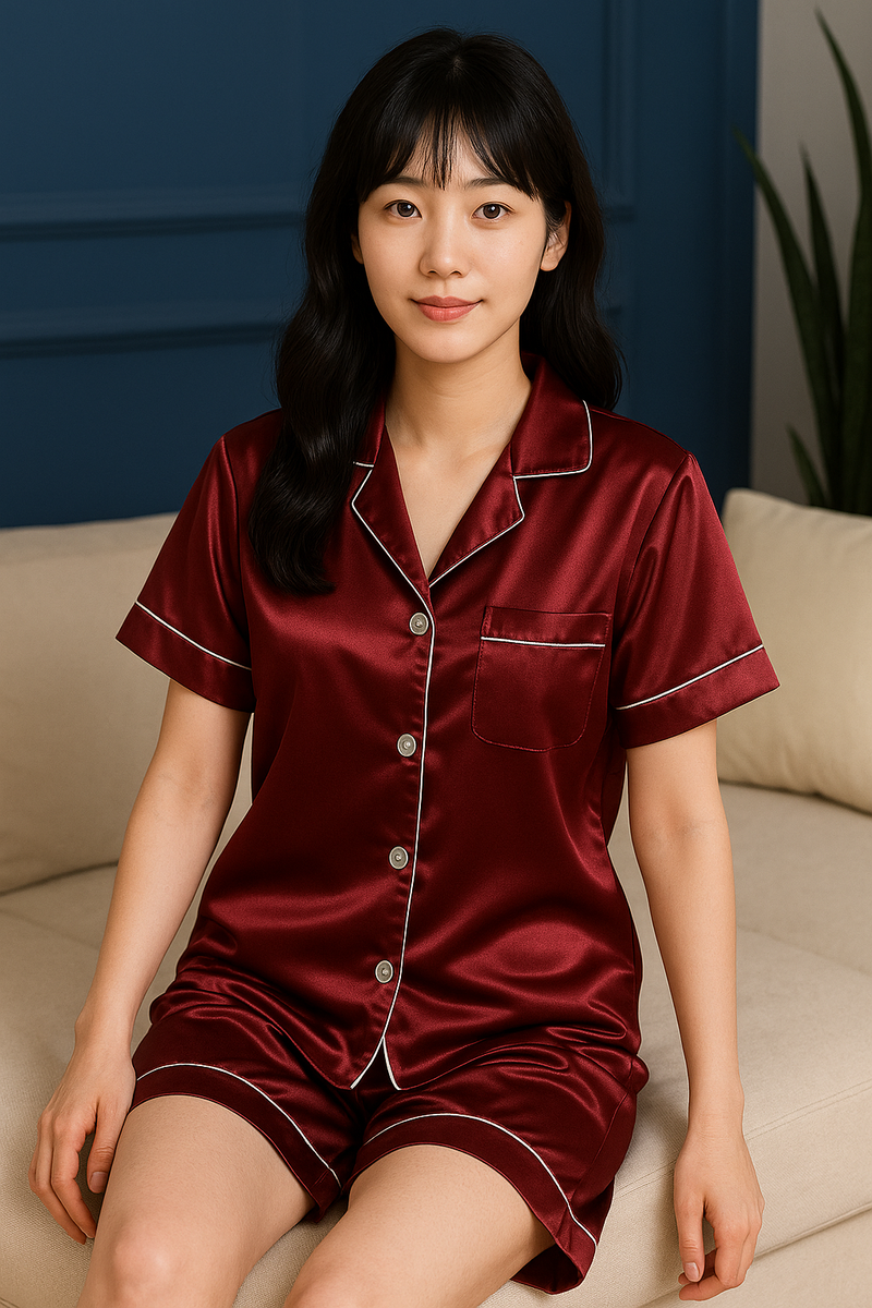 Pijama SatinCool Luxe - Textura sedosa, brilho e sofisticação que não amassa