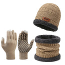 Kit de inverno 3 em 1 - Gorro com forro térmico, cachecol versátil, luvas de toque inteligente