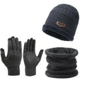 Kit de inverno 3 em 1 - Gorro com forro térmico, cachecol versátil, luvas de toque inteligente