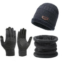 Kit de inverno 3 em 1 - Gorro com forro térmico, cachecol versátil, luvas de toque inteligente