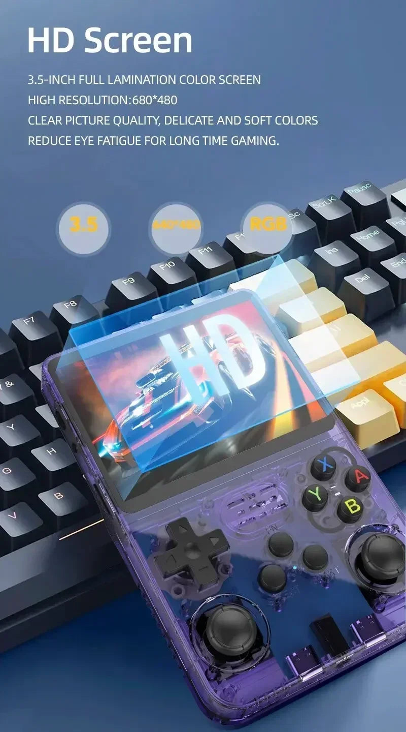 Video game console Portátil MEGALUX, Linux R365 de código aberto, tela IPS 3,5 pol, 64 / 128 G