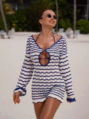 Vestido saída de praia Almare - Leve e arejada com design moderno de mangas longas.