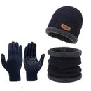 Kit de inverno 3 em 1 - Gorro com forro térmico, cachecol versátil, luvas de toque inteligente