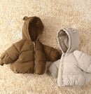 Casaco infantil Puffy Bear - Acolchoado térmico, forro peluciado e capuz com orelhinhas