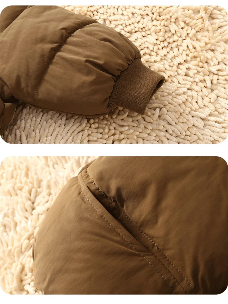 Casaco infantil Puffy Bear - Acolchoado térmico, forro peluciado e capuz com orelhinhas